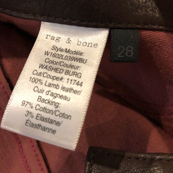 Rag & Bone Leather Skinny Jeans - Burgundy - Picture 4 of 5